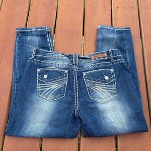 Almost Famous Distressed Blue Capri Jeans